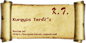 Kurgyis Teréz névjegykártya